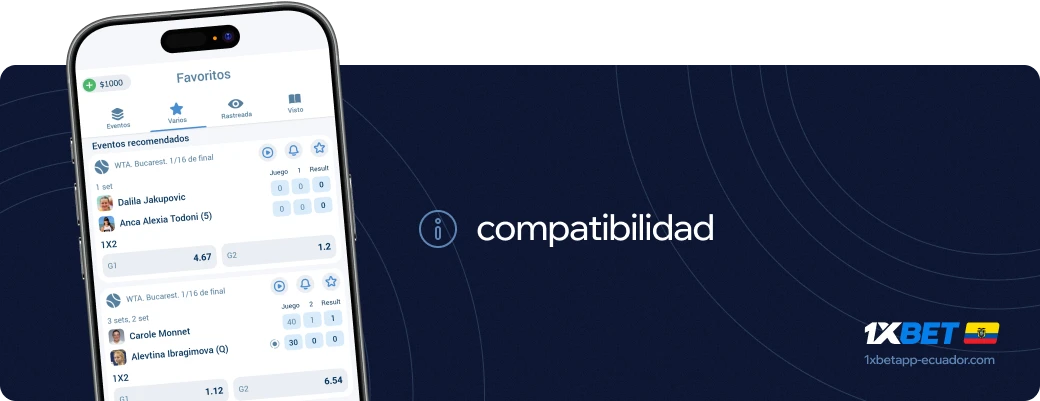 Compatibilidad 1xbet apk Ecuador