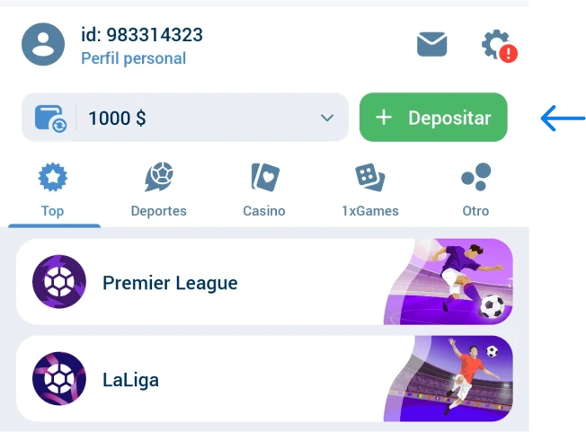 Haz clic en el icono del signo más 1xbet Betapk Ecuador