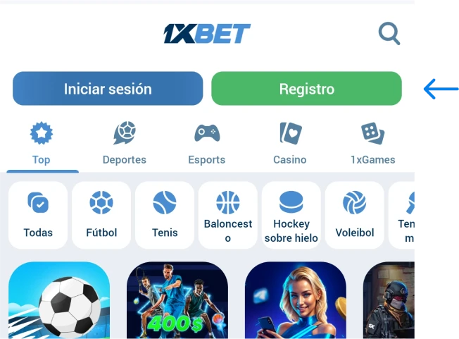 Toca donde dice REGISTRO 1xbet Betapk Ecuador